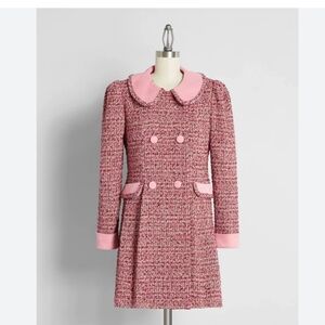 RARE Modcloth Pink Tweed Jacket Coat XS